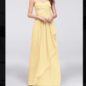 Strapless Crinkle Chiffon Dress with Cascade Skirt
